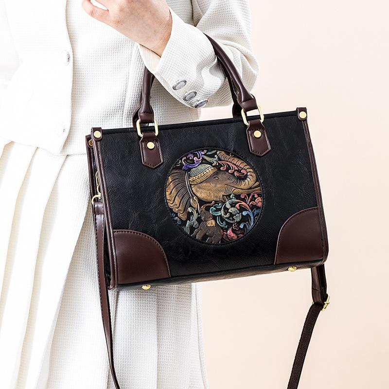 

Женская сумочка Женская литературная национальная сумка Модная тисненая сумка для мамы Модная сумка-мессенджер через плечо чёрный