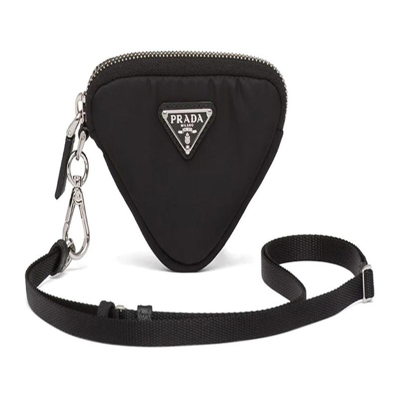 Prada Top zipper nylon crossbody bag coin purse men's black
