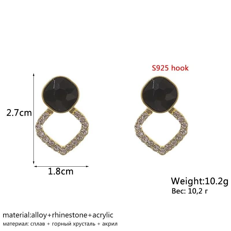 Black Hanging Long Earrings for Women Triangle Square Statement Drop Earrings 2025 boucle oreille femme Fashion Jewelry