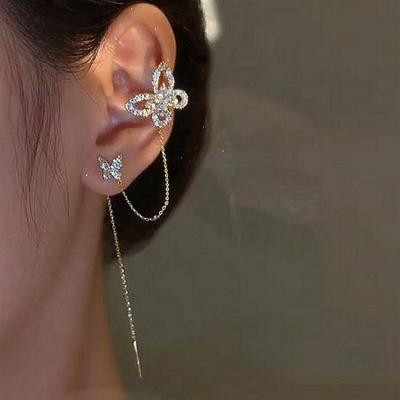Earstuds Simple Fashionable Earrings Hollowed Out Butterfly Zircon Earrings for Women Ear Clips Ear Lines and Dynamic Accessories