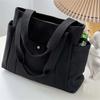 Fashionable Shopping Bag Canvas Bag For Women Convenient Handbag Large Capacity Book Bag For Student And Professional  Beige