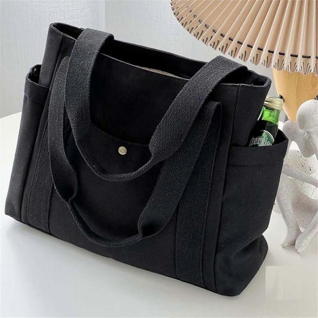 Fashionable Shopping Bag Canvas Bag For Women Convenient Handbag Large Capacity Book Bag For Student And Professional Beige
