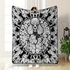 Elegant Poodle with Ornate Black Design Patterned Blanket, Flannel, Suitable for All Seasons, Home Decor, Warm and Cozy