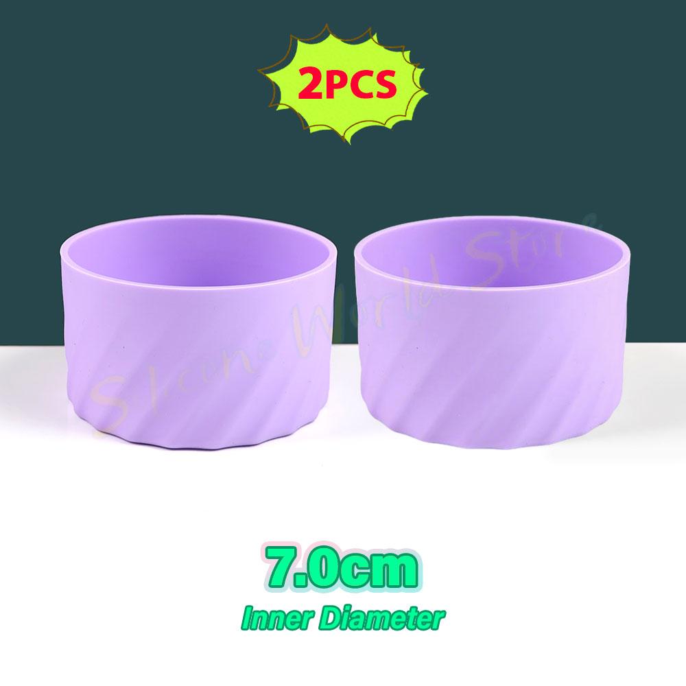 SW 2PCS 7.0CM Water Cup Silicone Boots Thermos Protective Cover Silica Gel Bottom Sleeve Anti-Slip Scratch-resistant for Stanley