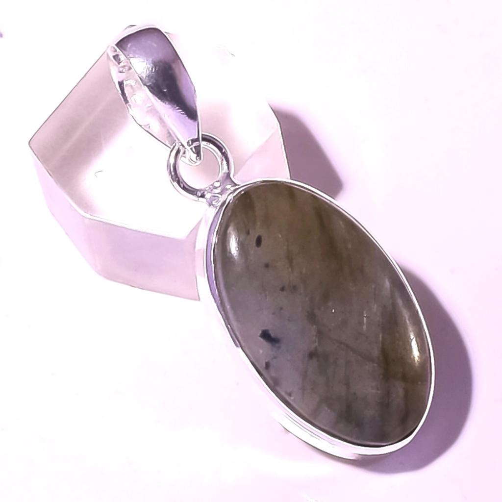 Přívěsek z drahokamu labradoritu modrého ohně Ručně vyráběné zásnubní šperky 1,8" n6n16