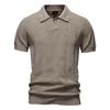 AIOPESON 2025 Men's Solid Striped Mesh Polo Shirt Breathable Knitted Turn-Down Collar Sweater Polos Men
