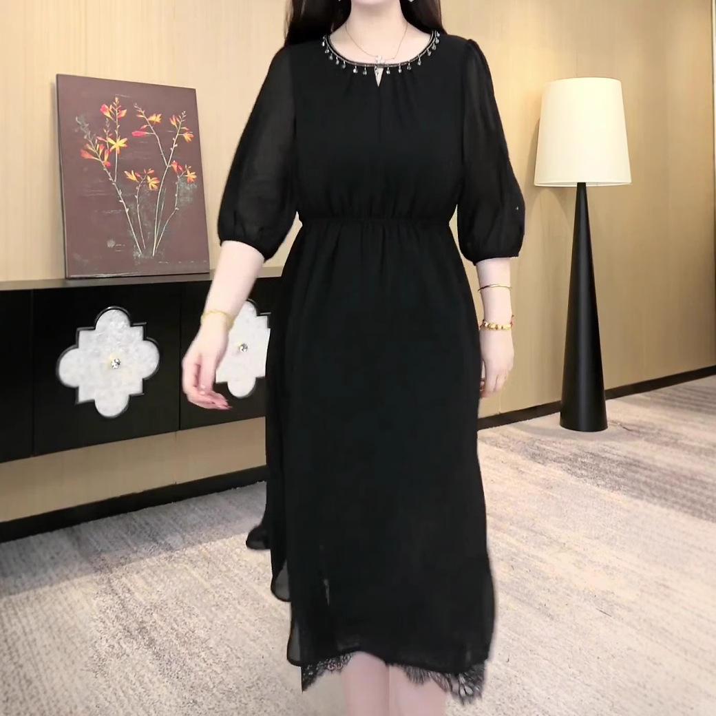 

Chic Plus Size French Chiffon Midi Dress - Summer Collection XL (120-140 Jin)