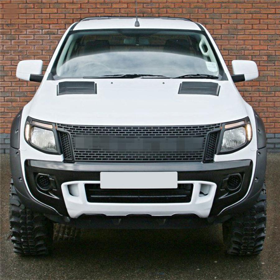 2PCS Side Air Vent Bonnet Hood Cover Trim For Ford Ranger 2012-2022 ABS Plastic