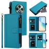For Oppo Reno12 F 4G/Oppo Reno12 FS 5G/Oppo F27 5G/Oppo Reno12 F 5G Leather Case 9 Card Slots Zipper Wallet Stand Phone Cover with Wrist Strap