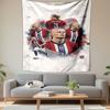 Multiple Dynamic Poses of a Norwegian Footballer In a Red Team Jersey. Patterned Tapestry for Bedroom and Living Room Home Decor