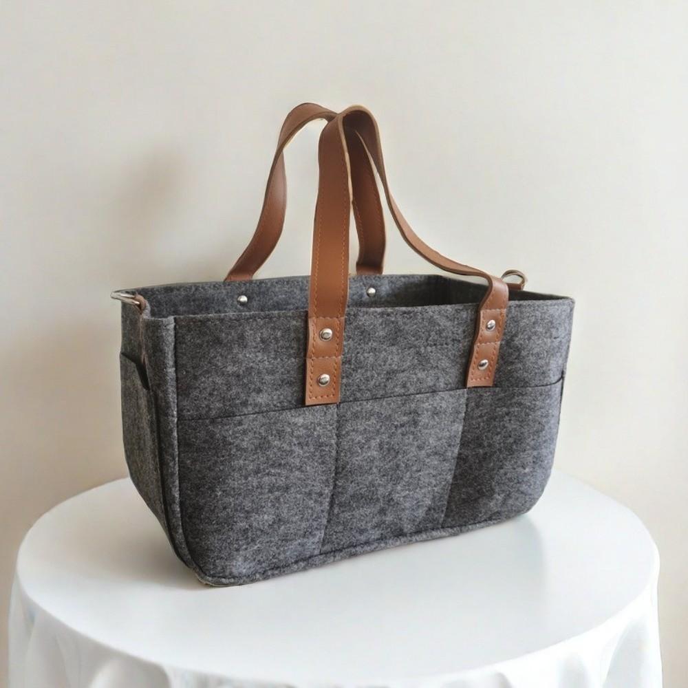 Large Capacity Felt Storage Carrier Easy Fold with Handle Diaper Storage Bag Felt Material Multi-Pocket Nursery Organizer Basket