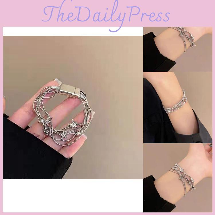 Modern Sweet Cool Star Tassel Bracelet For Women Alloy Layered Jewelry 2024