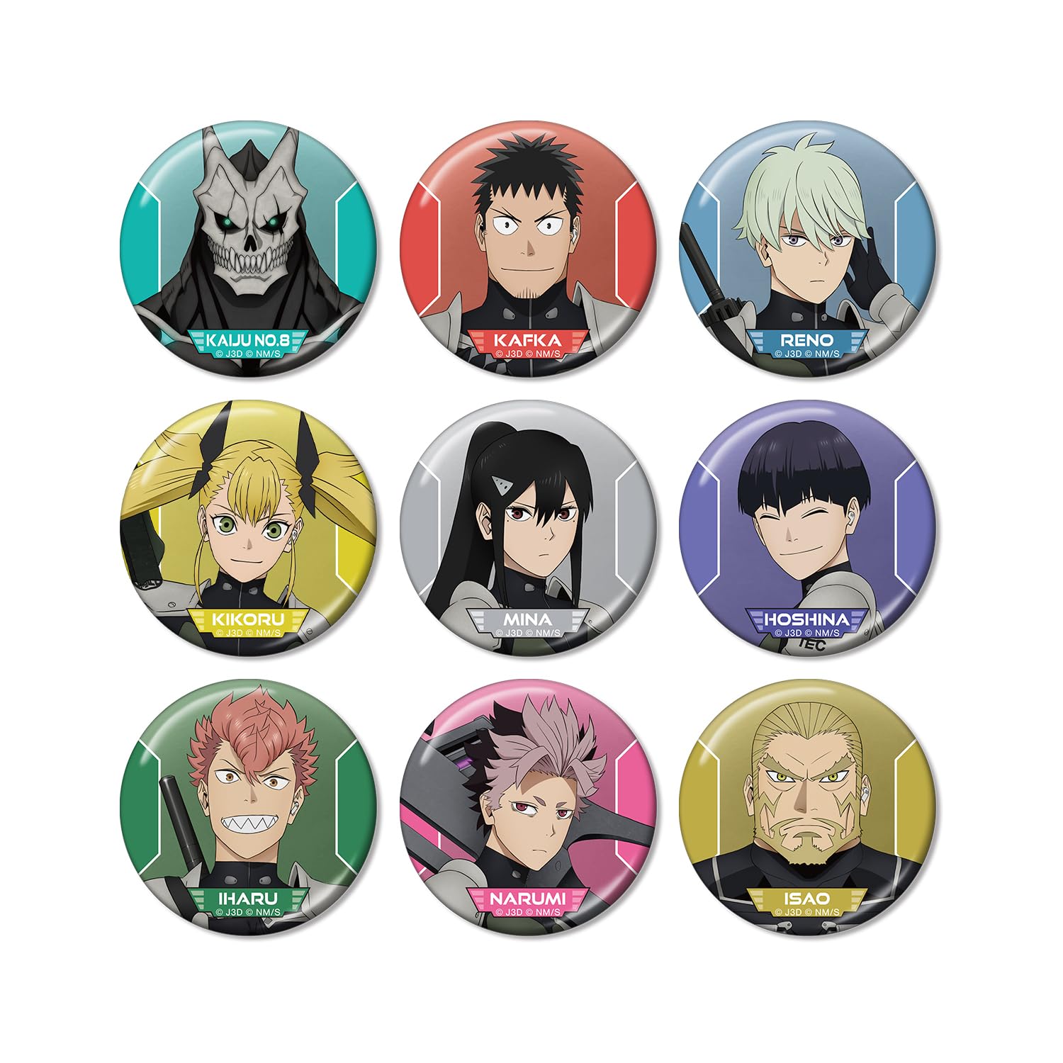 Kaiju 8 Trading Metallic Can Badges Box of 9 No.