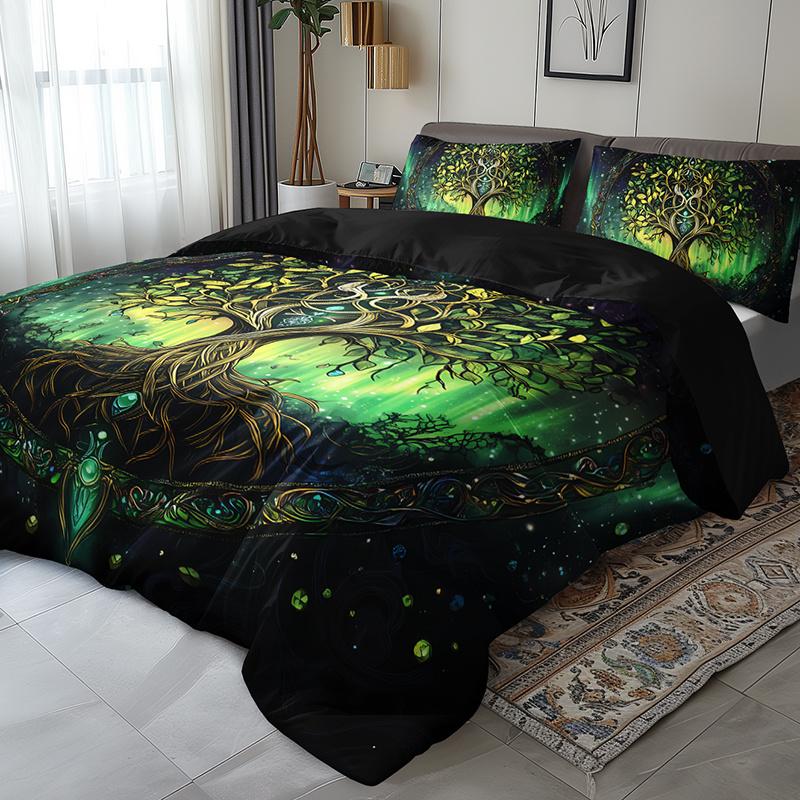 Tree of Life Mystical Green Light Bedding Set All-Season High-Definition Printed Nordic Style Luxury Birthday Gift
