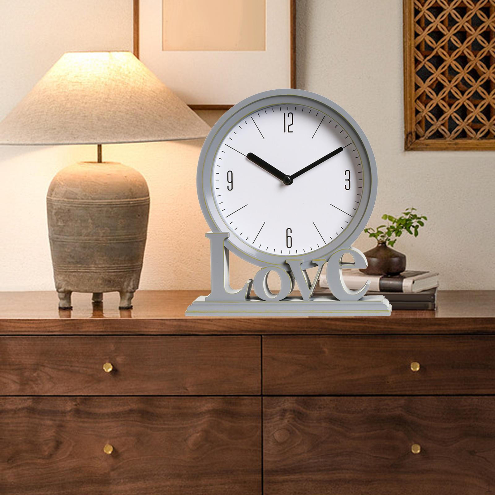 

Decorative Love Word Desk Clock Non Ticking Ornament for Living Room Office , Flat Bottom Protects серый