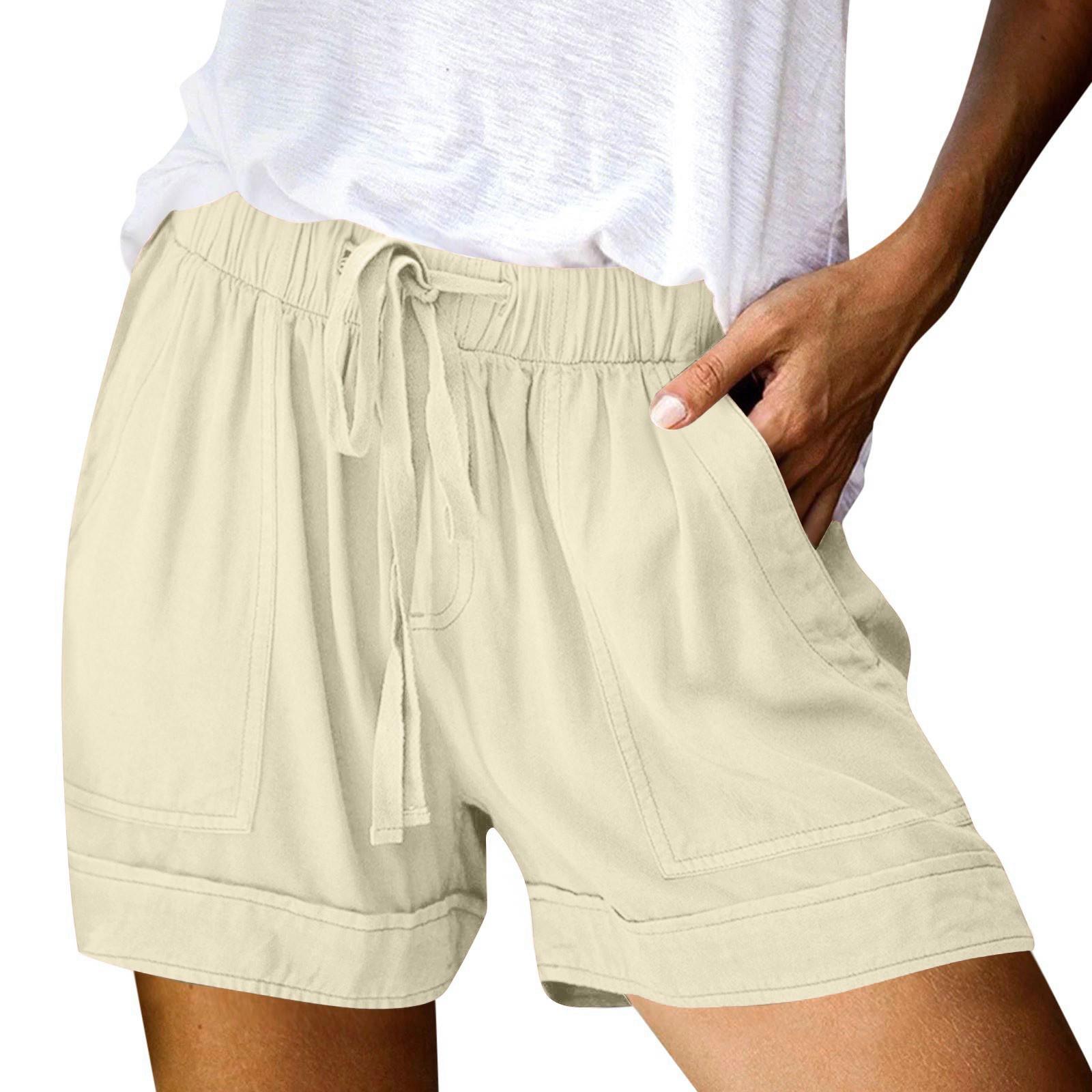 

Женские повседневные летние эластичные пляжные шорты однотонные повседневные шорты S хаки