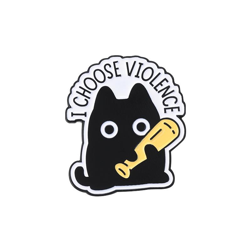 Cute Black White Cats Enamel Pins Cartoon Naughty Kitty Claw Animal Brooches Lapel Badge Fashion Jewelry Gifts For Kids Friends