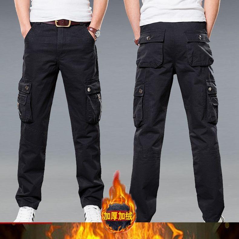 

2024 Осень/Зима Новые Бархатные Плотные Рабочие Брюки Мужские Брюки Уличные Свободные Спортивные Прямые Повседневные Брюки 40 чёрный