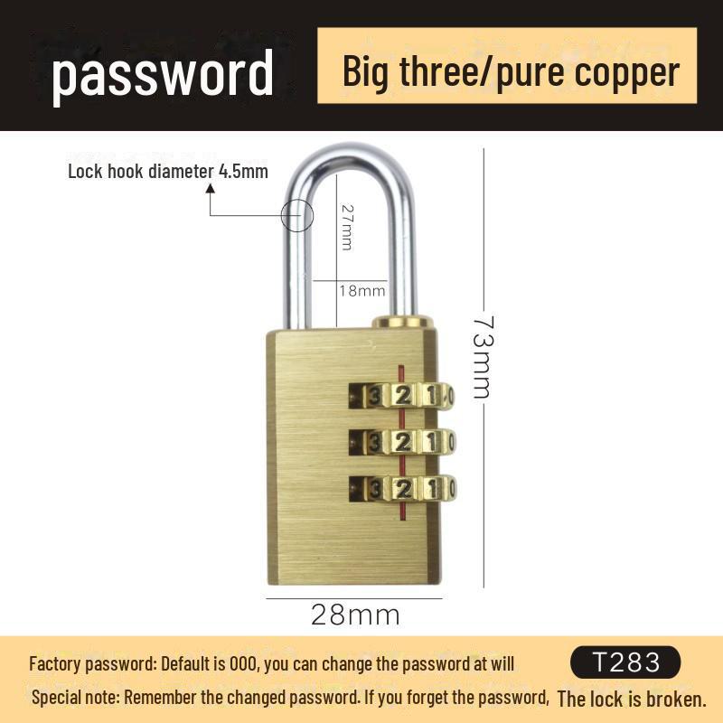 

Латунный мини-4-колесный кодовый замок для багажа