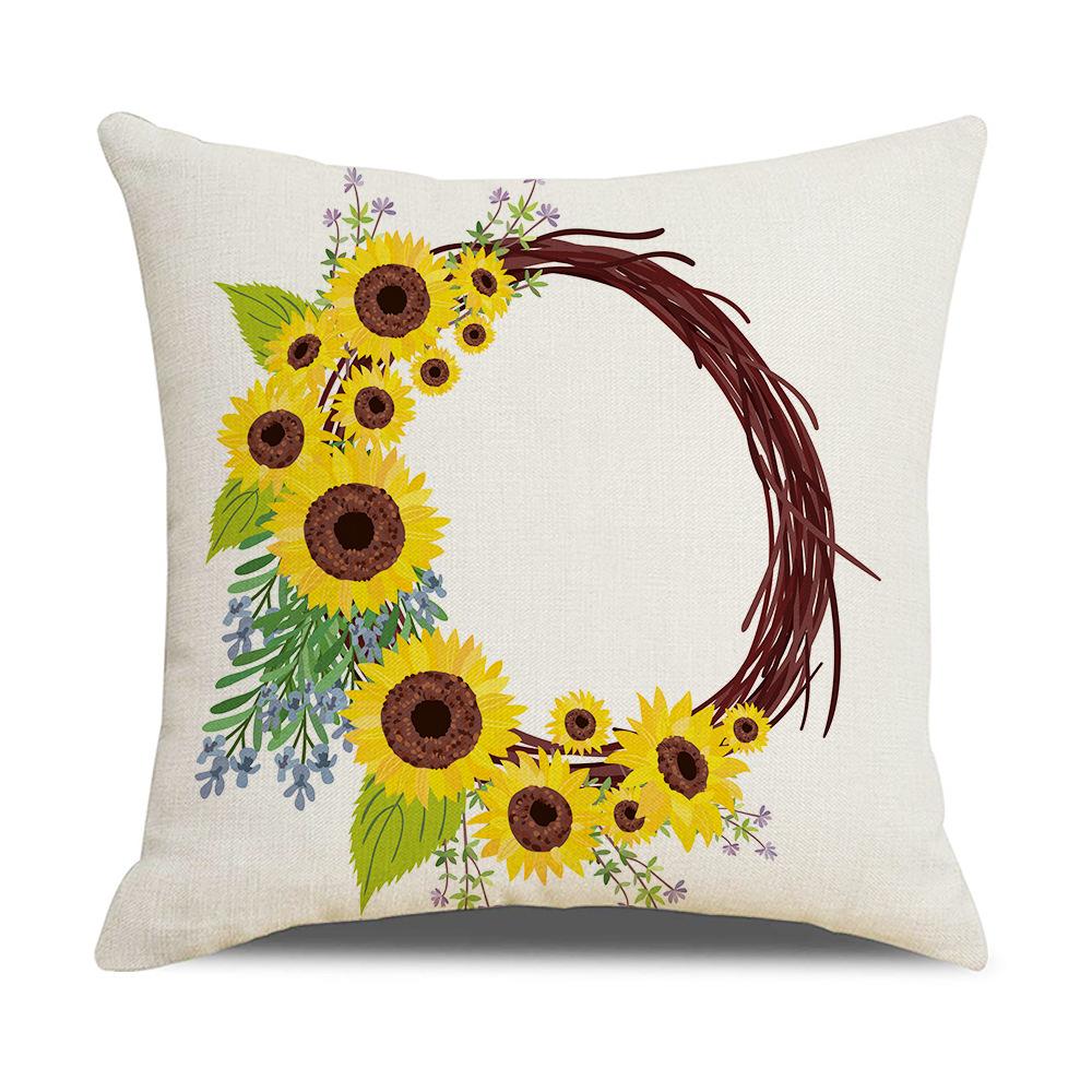 New Home Soft Furnishings Nordic Yellow Sunflower Sunflower Linen Printed Square Pillowcase