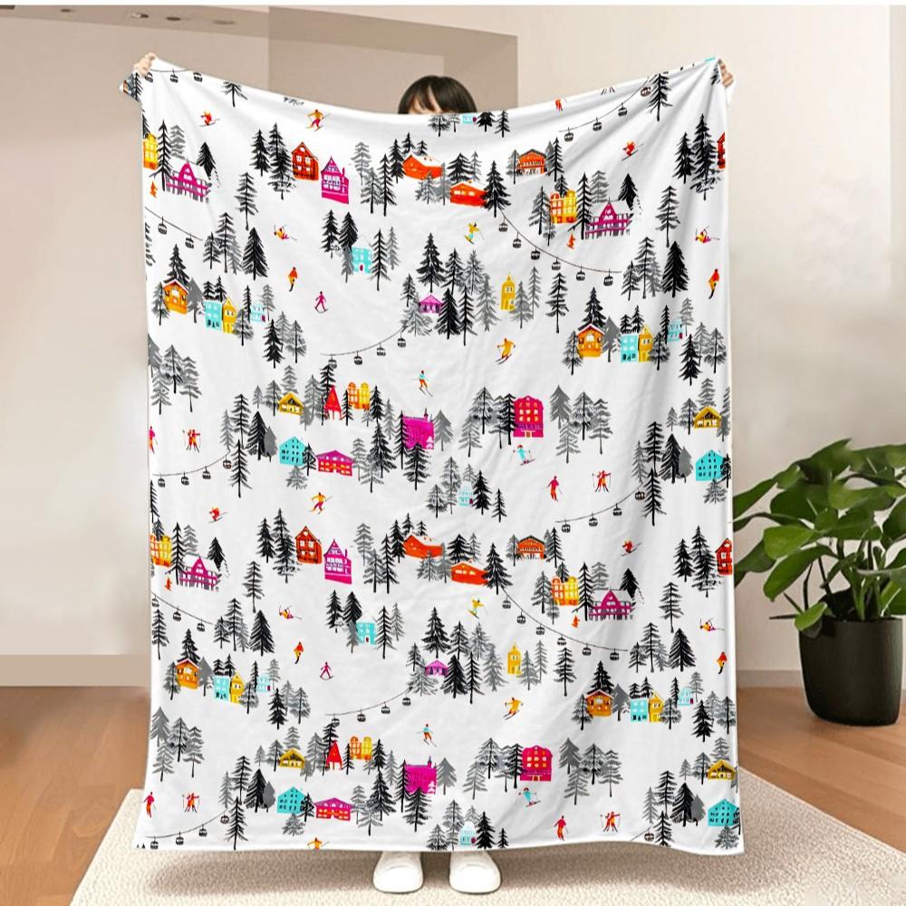 Merry Christmas Blanket Christmas Tree Gingerbread Man Red Flannel Blanket for New Year Christmas Gift for Family Nana Mon Dad