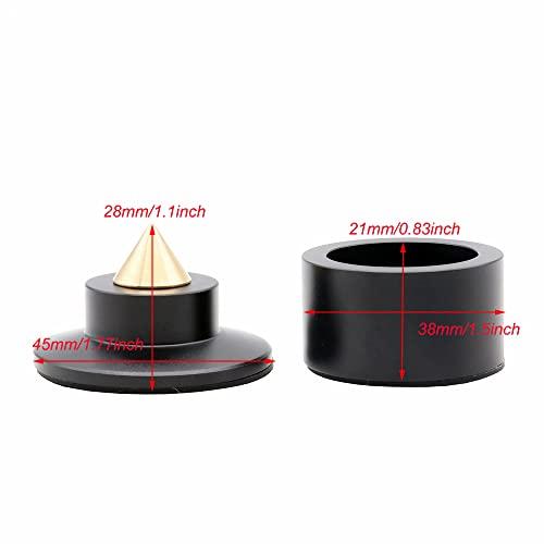 Flushbay Set of 4 Alloy and Brass Speaker Spike Insulators with Adjustable Height for Speakers, Improved Audio Quality (Black)