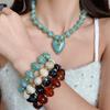 Bohemia Oval Acrylic Bracelet Love Pendant Necklace Woman Banquet Accessories