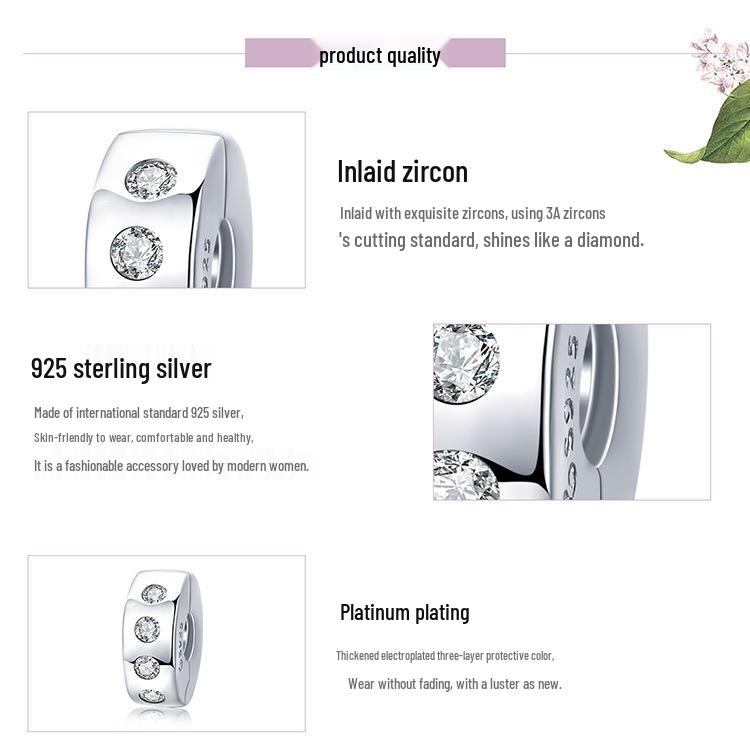 Yinziyun S925 Sterling Silver Bead Charm: Platinum-Plated, Diamond Accents, Openable Design
