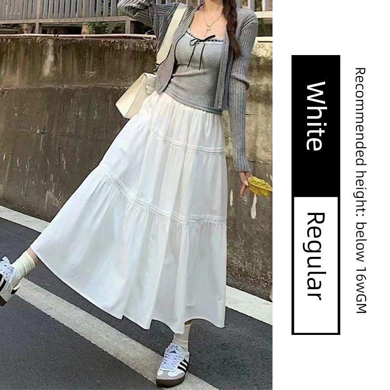 

White Female Summer Mid Length Long Length Small Bubble Skirt White [regular]] S