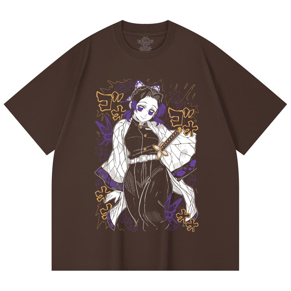 230 Gsm 100% Cotton Demon Slayer V45 Shinobu Print Unisex Heavy Cotton T Shirt