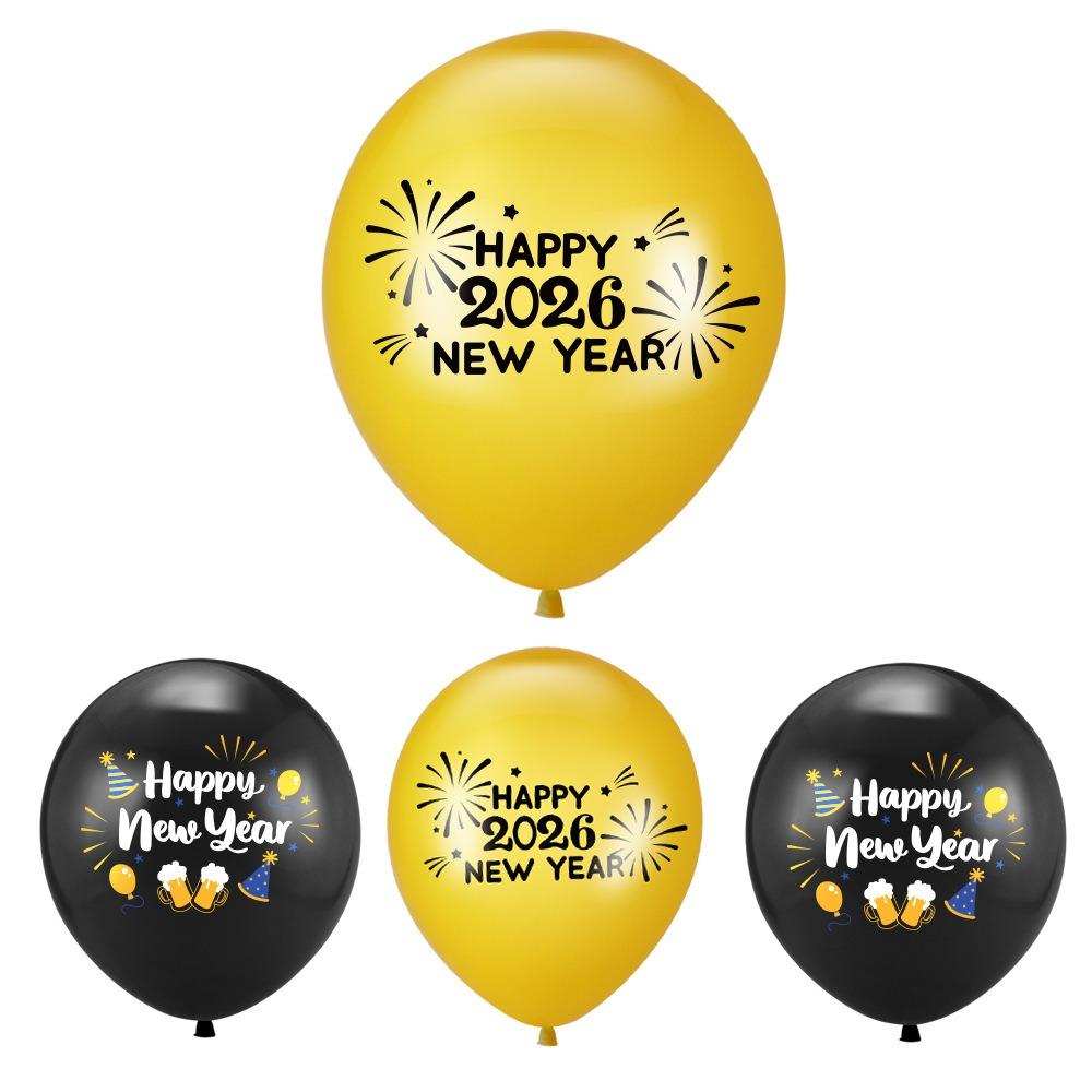 2026 Happy New Year Party Balloon Black Gold New Year Banner 2026 Number Balloons Home Happy 2026 New Year Party Decorations