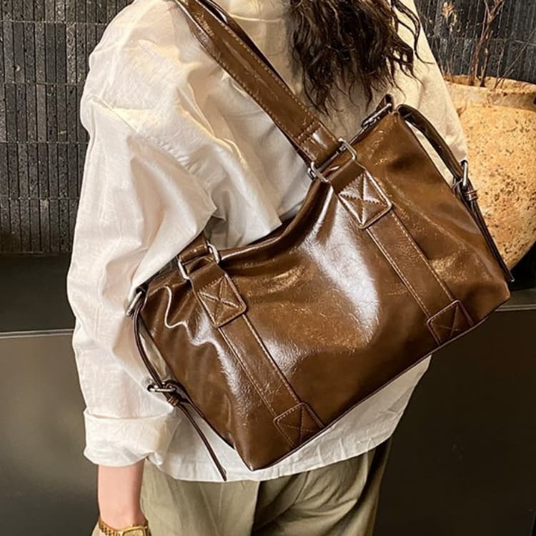Glossy Large Capacity Tote Bag Women's Shoulder Bag