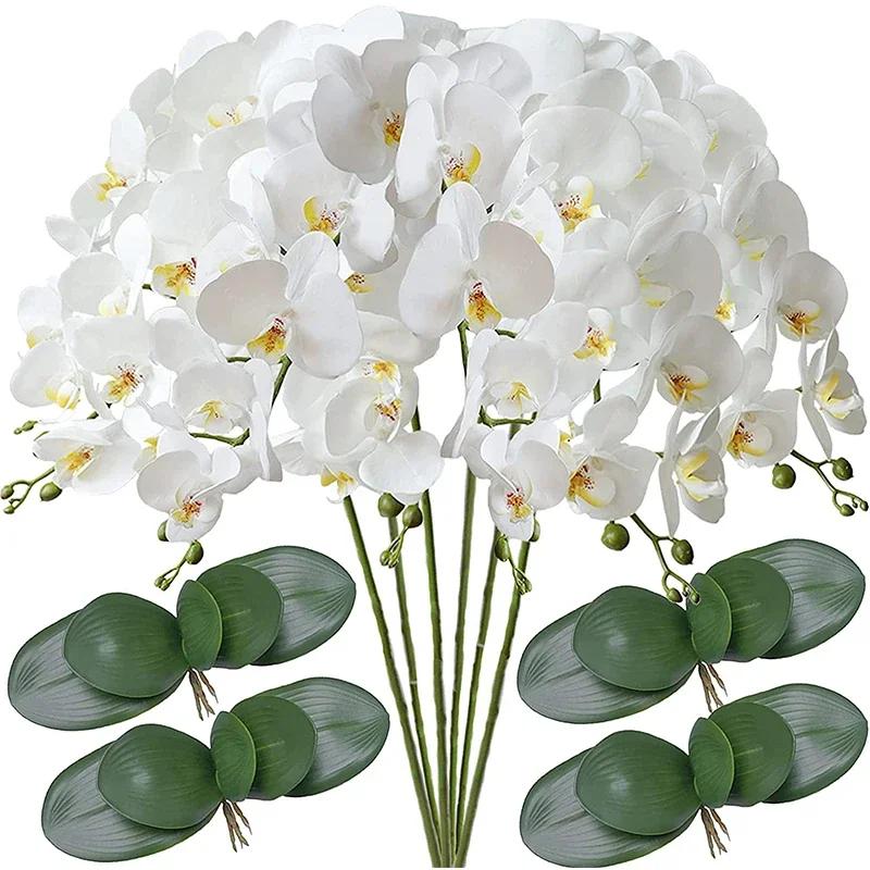 

32 Artificial Butterfly Orchid Set Fake Latex Flowers 6 Pcs Artificial Orchid Stem Plants Real Touch Hand Set for Wedding Home