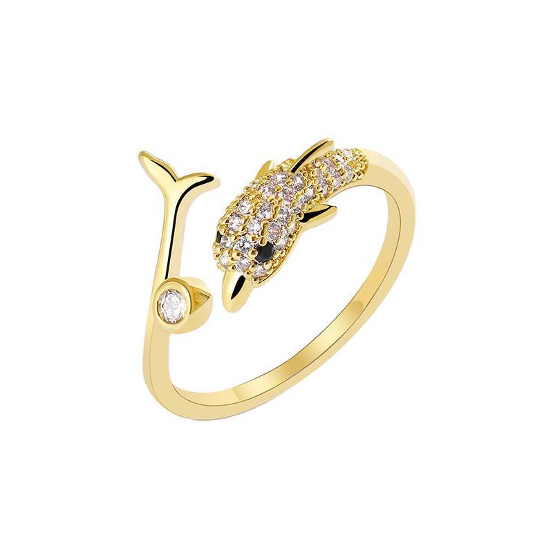 2026 18K Gold Plated Ring Women's Vintage Diamond Ins Simple French Light Luxury Index Finger Geometric Opening Irregular Ring Trend