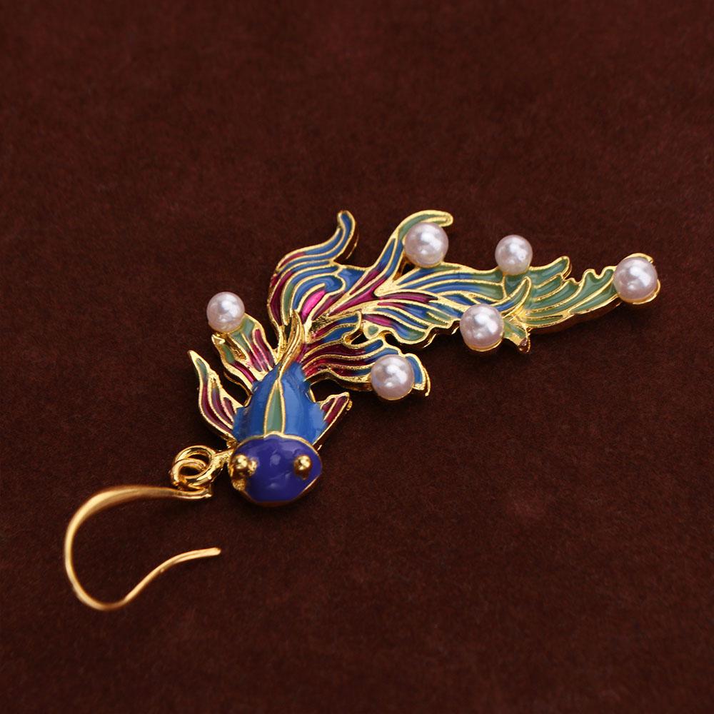 Unique Design Koi Fish-shaped Earrings Colored Fish Imitation Pearl Earrings  Daily Wear