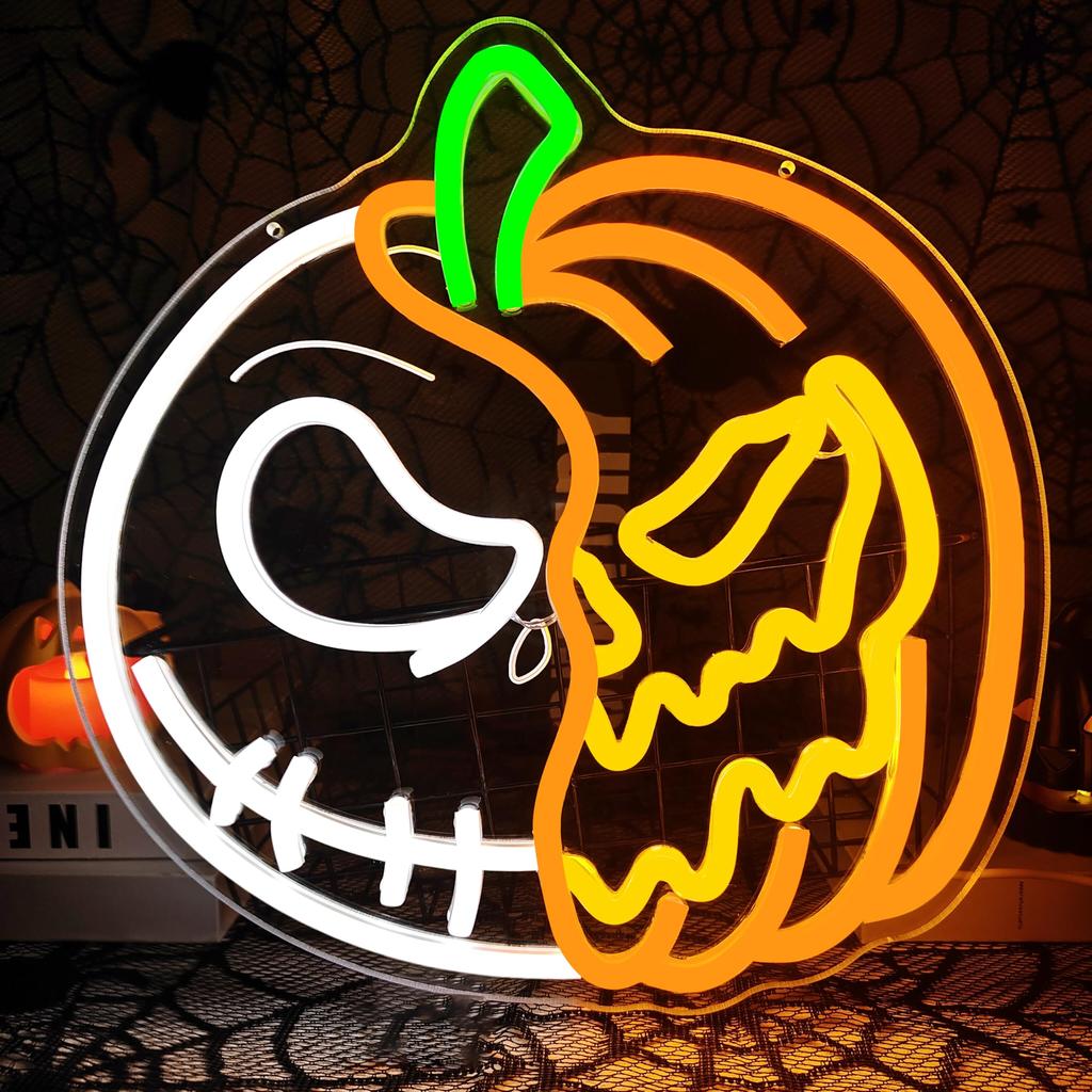 Halloween Neon Sign Pumpkin  Light Dimmable LED, for Halloween Witch Hat Themed Room Party, Living Room, Bar Decor