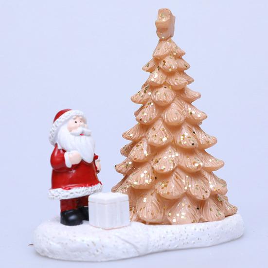 Night Light Mini Christmas Tree Nightlight with Santa Claus Figurine