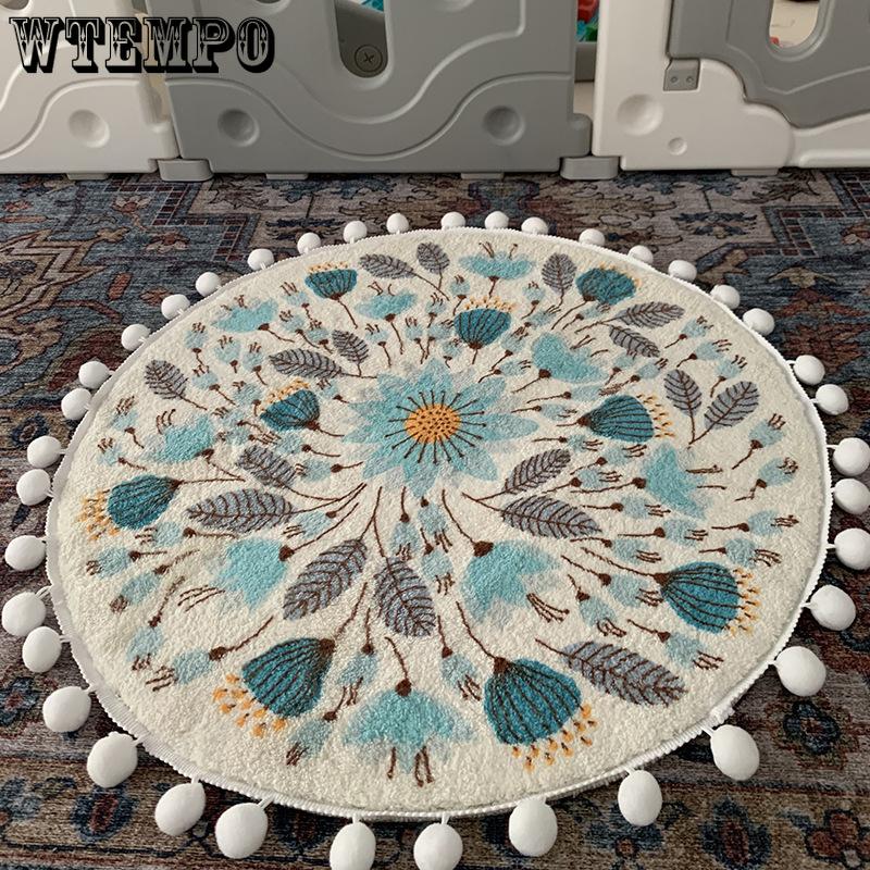 Circular Carpet Home Bedroom Carpet Coffee Table Window Mat Ethnic Style Circular Carpet