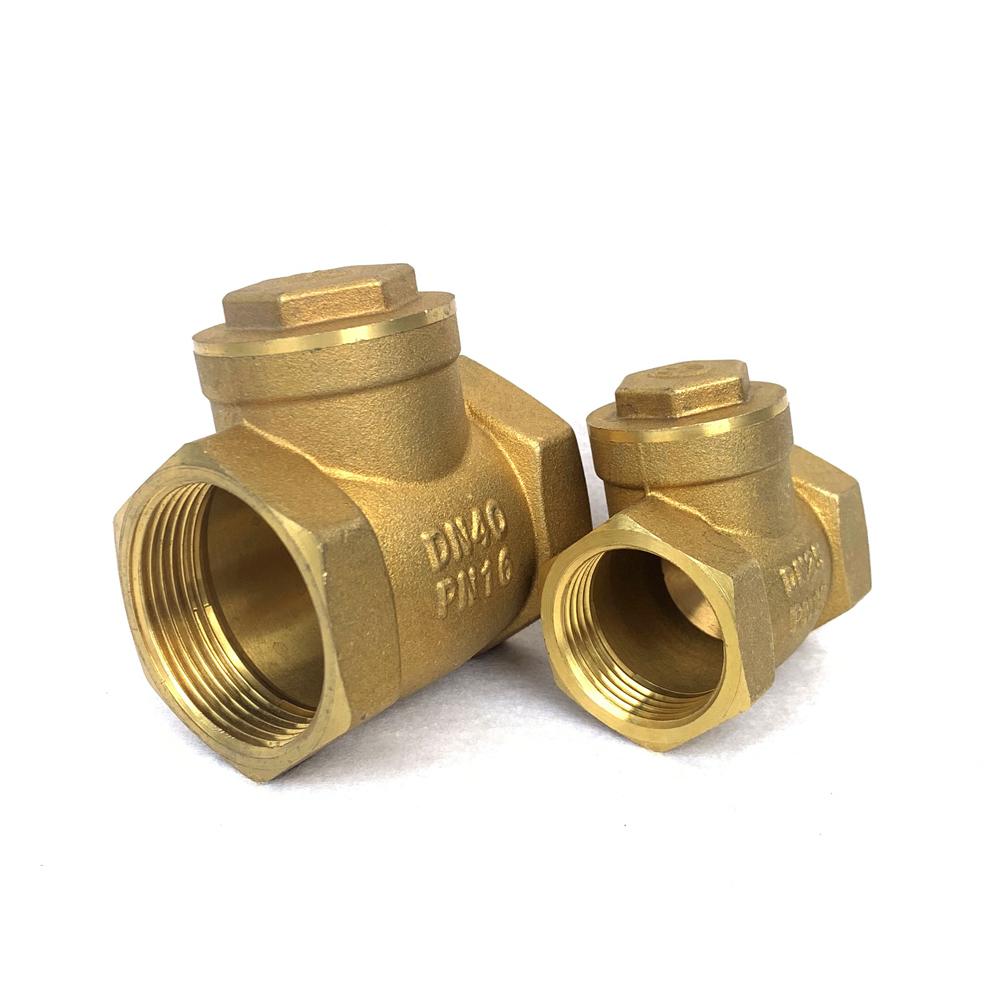 Brass Check Valve All Copper Swing Type Horizontal Check Valve1" Thickened Brass Manual One-Way Angle for Water Oil