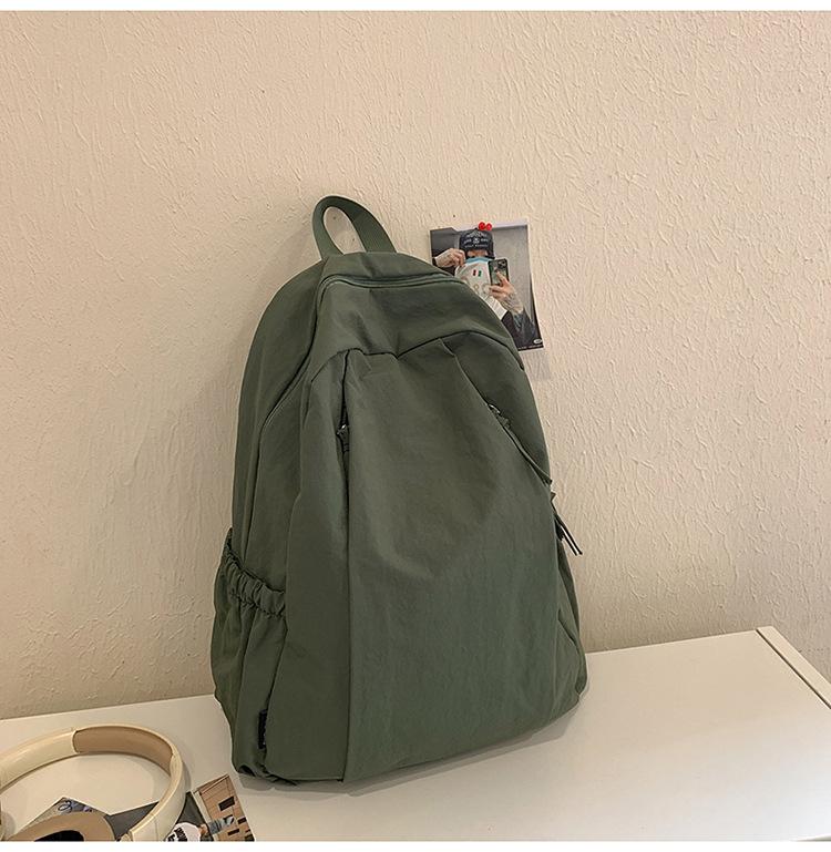 Schoolbag Korean ins Lazy Wind School Bag Female Solid Color Versatile Travel Lightweight Backpack College Student Class Leisure Backpack