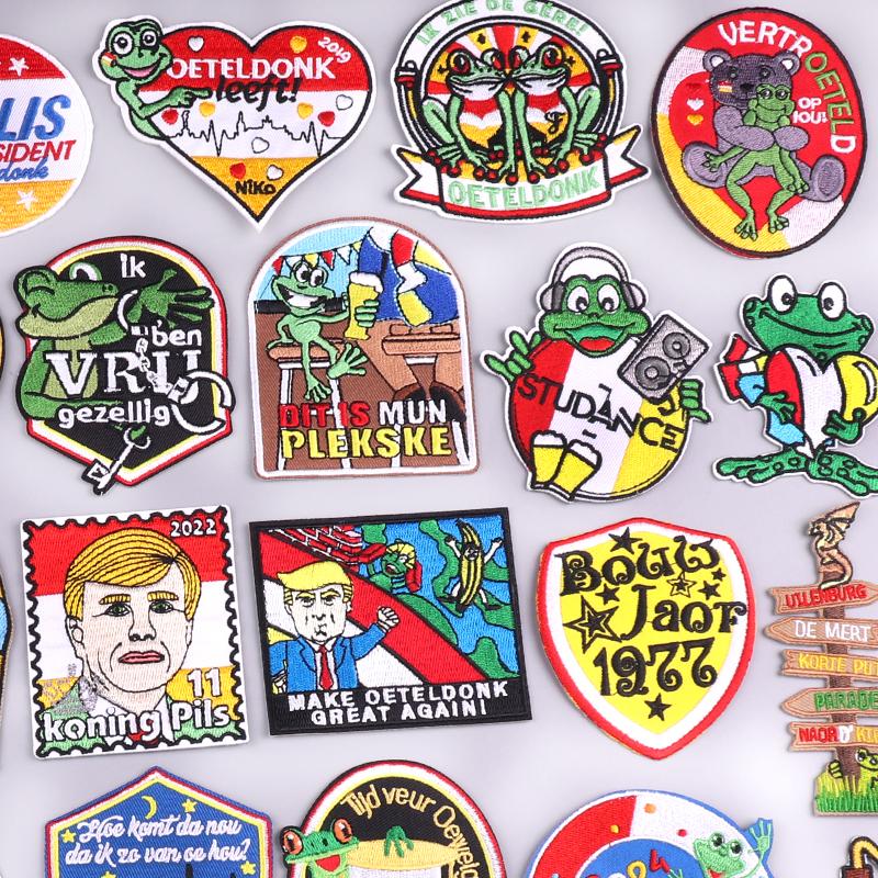 Netherland Oeteldonk Emblem Frog Patch Embroidered Patches Carnival For Netherland Embroidery Iron On Patches Jacket Diy Gifts