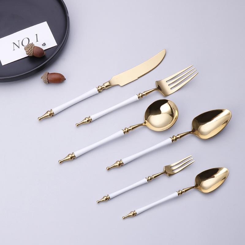 304 Stainless Steel Western Cutlery Set: Knife, Fork, Spoon, Coffee Spoon, Roman Column Design, European Style, 4-Piece