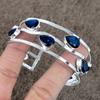 London Blue Topaz Gemstone 925 Sterling Silver Cuff Bangle Adjustable KKG-204