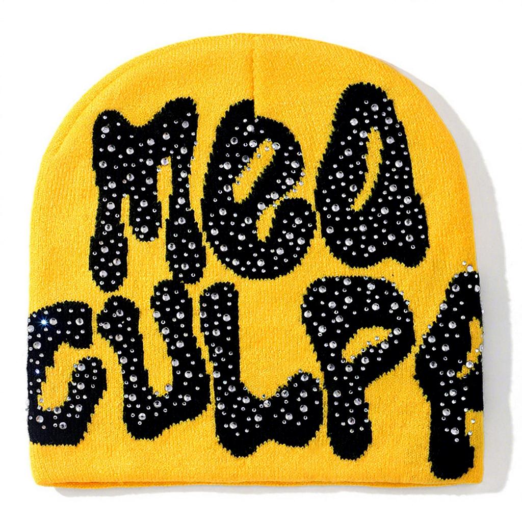 Custom Hat Manufacturer Women's Knitted Hat Designer Beanie Unisex Winter All-Over Print Acrylic Cuffed Dot Fruit Bows