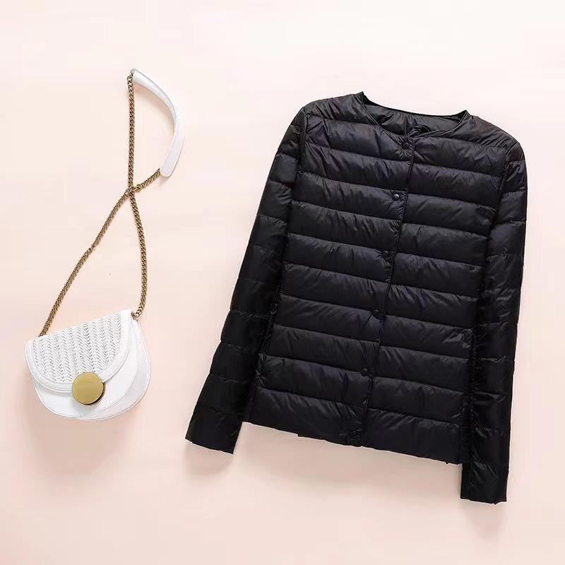 2022 Women's Slim-Fit Collarless Down Jacket - Lightweight Autumn/Winter Round Neck
