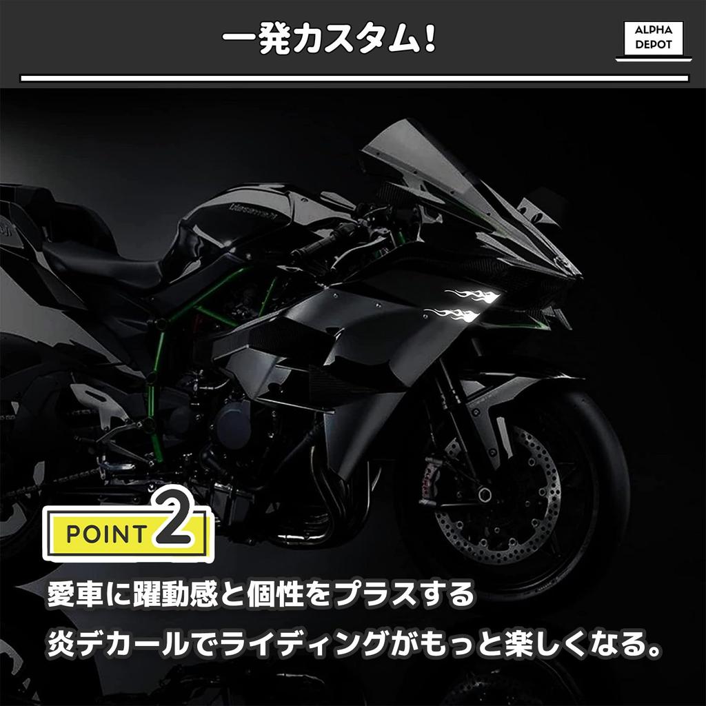 Alpha Depot Flame Stickers Fire Pattern 15x3cm 4 Pack for Car Motorcycle Helmet Waterproof Durable Custom Decals Stickers (Holographic)