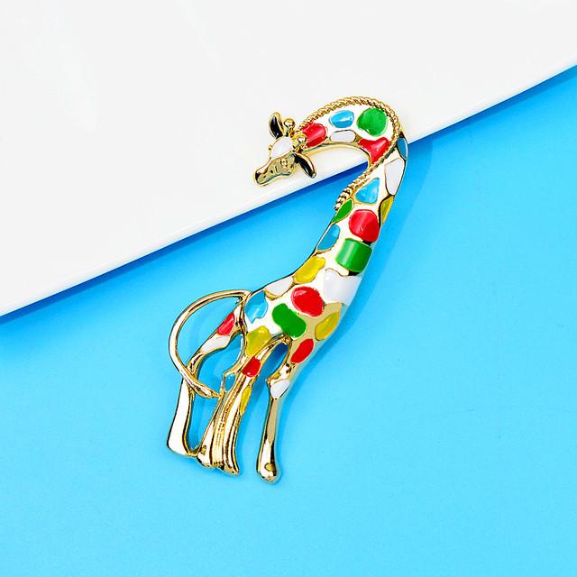 Broșe mari cu girafe emailate noi, pentru femei, cu design animal viu, accesorii de lux de înaltă calitate, stil de toamnă