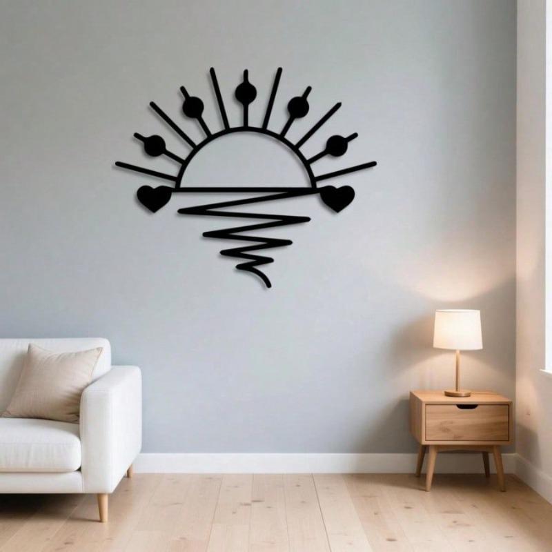 Modern Metal Wall Decor Iron Sunburst Design Easy Hang Adhesive Strips Housewarming Christmas Gift