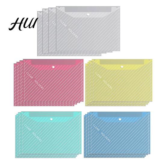 Color-coded File Folders 20Pcs Document Bag A4 Size Plastic Wrap Waterproof Scratch-resistant Organizers Translucent Snap Button Bright Color M 20PCS