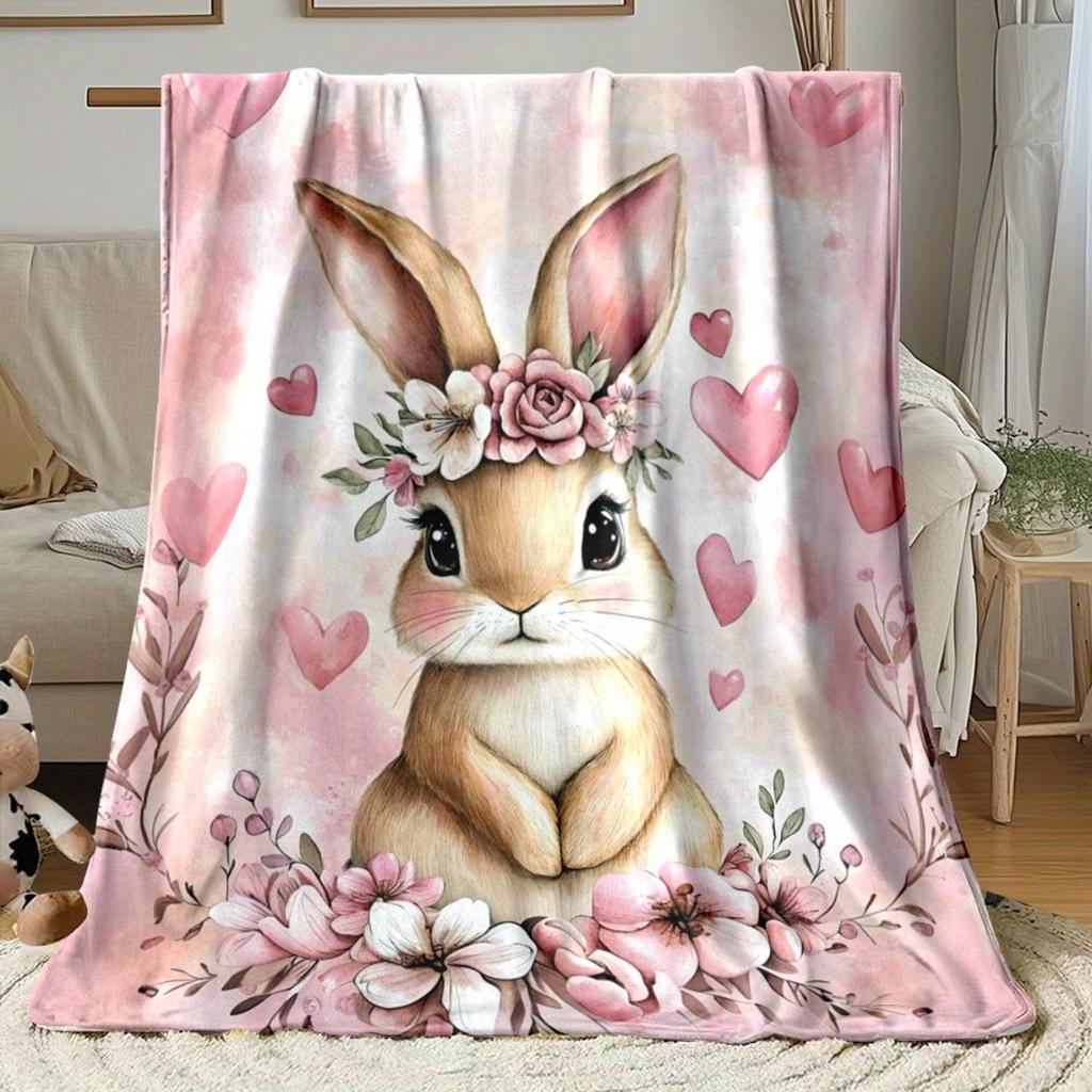 1pc of Adorable Rabbit-Themed Blanket - a Lightweight Bedding Accessory Perfect for Sofas, Beds, Travel, Camping, Living Rooms, Offices, And
